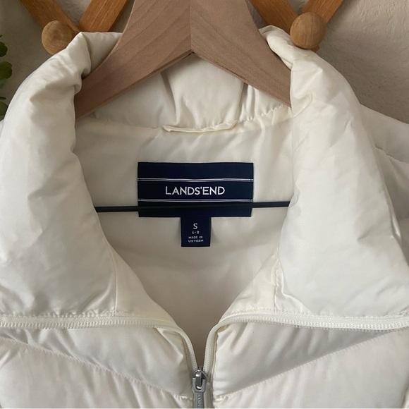 LANDS' END | Cream Down Puffer Full Zip Up Vest Size Small ( 6-8) - Picture 2 of 12